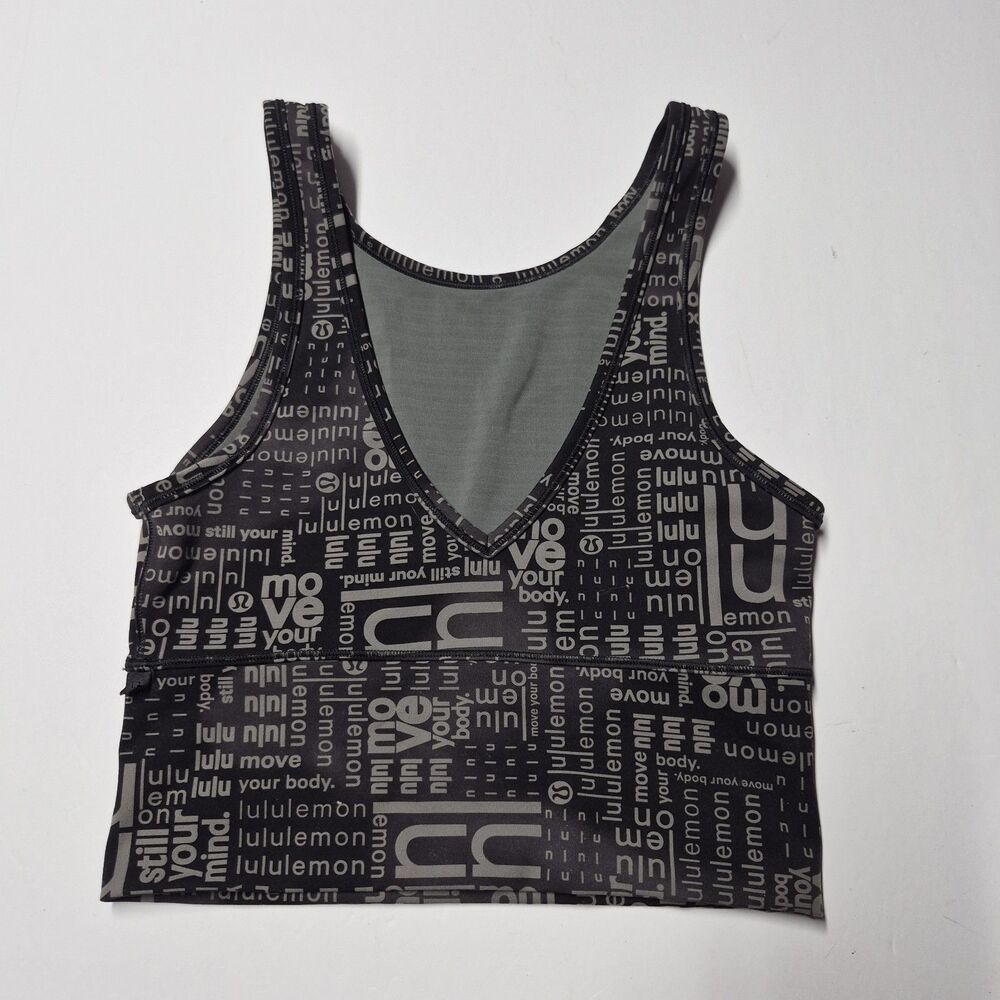 Lululemon Align High Neck Tank Top Wordmark AOP Logo Size 4 NWOT Gym Active $75